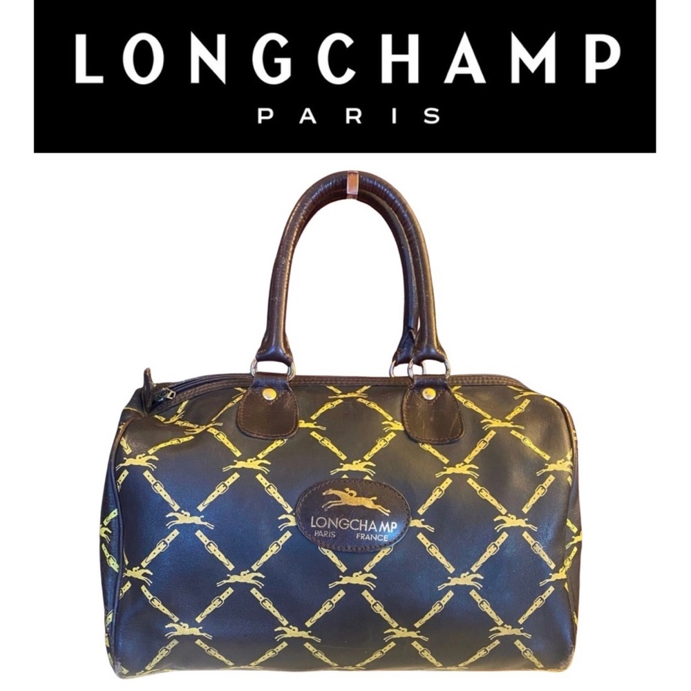 LONGCHAMP Dark Brown Nappa Leather Mini Speedy Style Handbag, Vintage, GUC